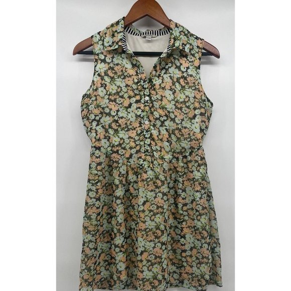 Volcom Floral Dress Sleeveless Fit Flare‎ Short Skater Collared Size S - Picture 1 of 13